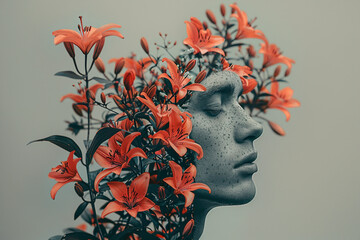 Generative AI technology cut-out graphical retro collage with vivid vintage elements paper art design