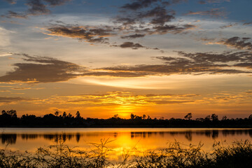 sunset on the lake landscape