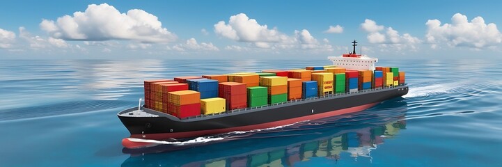 Fototapeta premium Container ship or cargo shipping business logistic import and export freight transportation