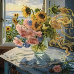 Image of flowers in vase printed on Printed Glass Splashbacks