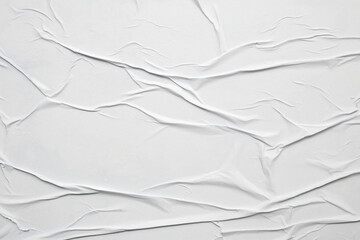 white crumpled and creased glued wrinkled paper poster texture background