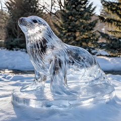 a seal sculpted out of ice