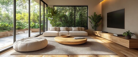 Modern Living Room Interior, Sleek And Comfortable