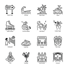Collection of Miami Linear Icons  

