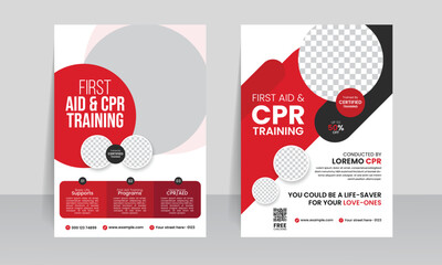 CPR Training Flyer Template Premium Design Layout vector