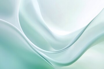 Fototapeta premium close up of pale green and white gentle undulating fabric with soft texture in folds. concepts: purity in beauty product branding, elegant backdrop for luxury goods promotion or digital presentations.