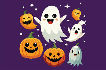 Best  ghost pumpkin   Art Illustrations vector 9.eps