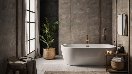 bathroom in Scandinavian style mockup 