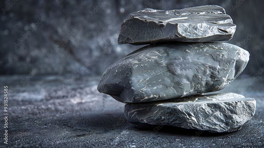 Poster natural stones on a dark background for product presentation : generative ai