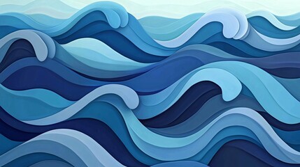 Repeating ocean wave design with smooth curves and vibrant blue colors