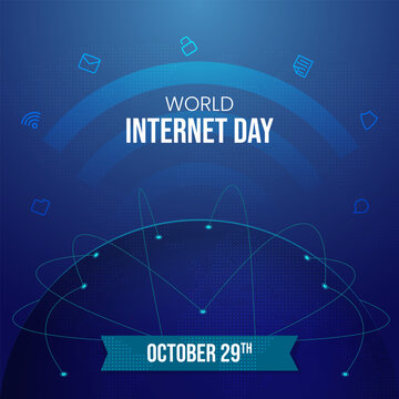 World Internet Day October 29th banner conecting the world with internet illustration