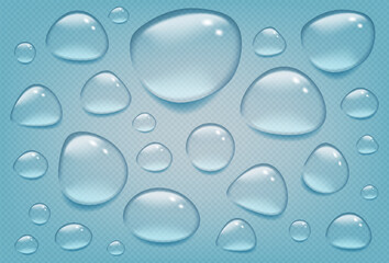 Realistic water drop collection. Use as body, image, collage, eco sign in web design.