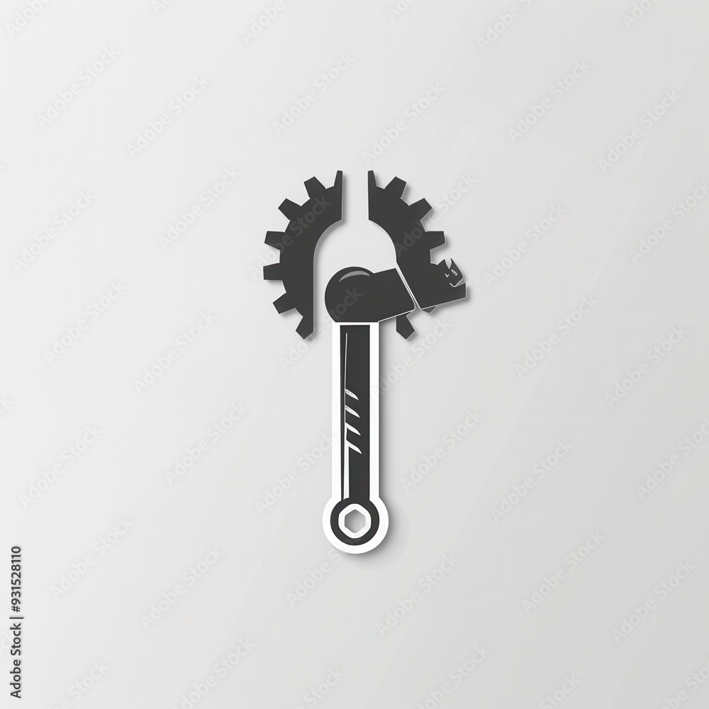 Aufkleber a minimalistic logo showcases a gear and wrench design, emphasizing a modern approach to branding an