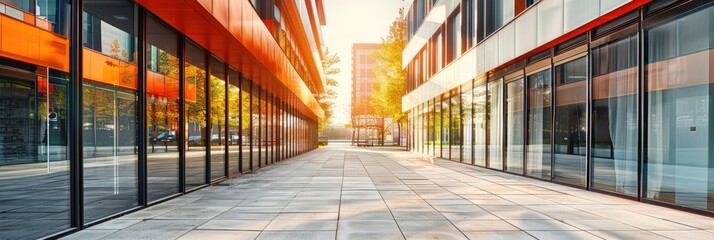 Fototapeta premium Vacant Street Surrounded by Contemporary Architecture