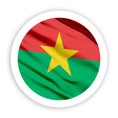 Burkina Faso Waving Flag with White Rounded Frame 