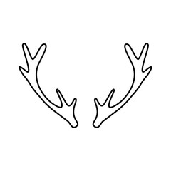 Hand drawn outline deer antlers vector illustration