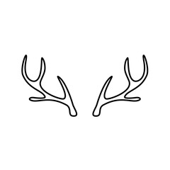 Hand drawn outline deer antlers vector illustration