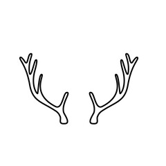 Hand drawn outline deer antlers vector illustration