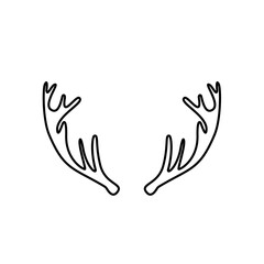 Hand drawn outline deer antlers vector illustration