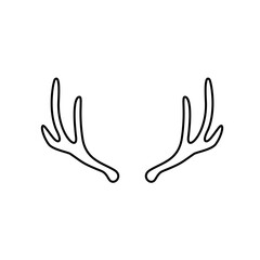 Hand drawn outline deer antlers vector illustration