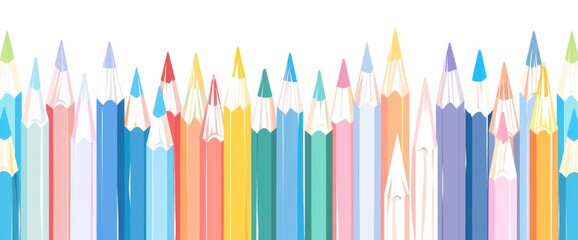 Seamless horizontal modern border for kids. Great for school decorations, kids, or kids parties.