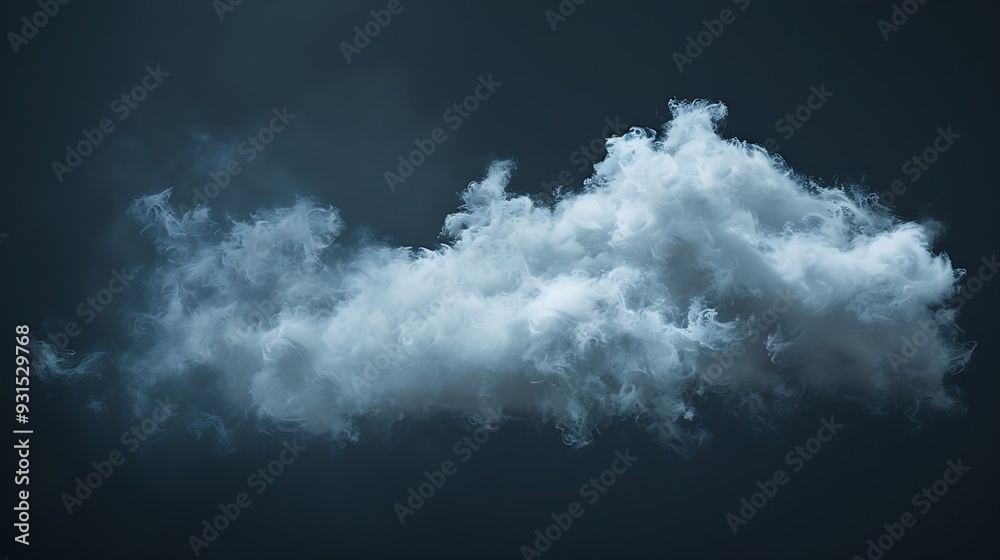 Poster single cloud in air isolated on black background fog white clouds or haze for designs isolated on bl