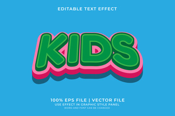 3D Kids style text effect editable vector. Colorful text effect