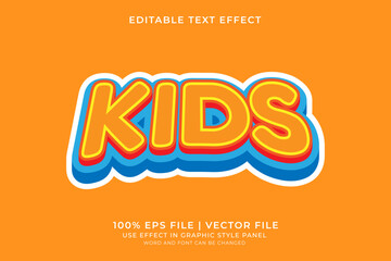 3D Kids style text effect editable vector. Colorful text effect