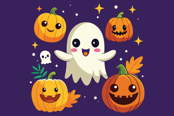 Fototapeta premium Best ghost pumpkin Art Illustrations vector 19.eps