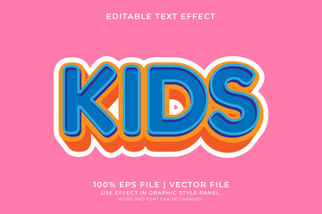 3D Kids style text effect editable vector. Colorful text effect