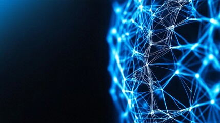 A blue sphere with a network of lines surrounding it. Concept of interconnectedness and complexity