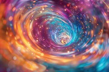 A swirling vortex of holographic particles, creating a dynamic and colorful whirlpool