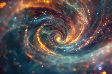 A swirling vortex of holographic particles, creating a dynamic and colorful whirlpool