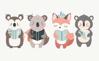 The back to school animals were drawn in a hand-drawn style. Cute characters included a bear, sloth, penguin, elephant, and more.