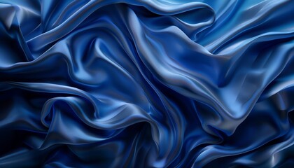 Fototapeta premium Elegant Blue Fabric Waves, Abstract and Textured, Luxurious and Serene Pattern, Soft Lighting, Background