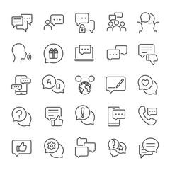 Chat, dialogue line icons collection. Editable stroke. For website marketing design, logo, app, template, ui, etc. Vector illustration.