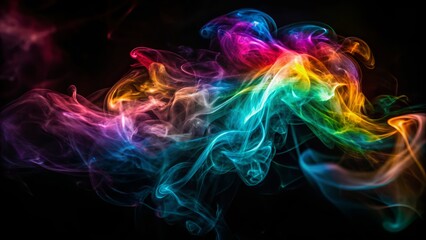 Abstract Smoke Background with Vibrant Colors on Black Surface