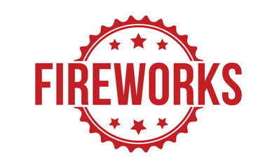 FIREWORKS rubber stamp on white background. FIREWORKS Stamp.