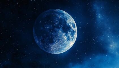 Digital Painting of a Full Moon in a Clear Night Sky with Stars