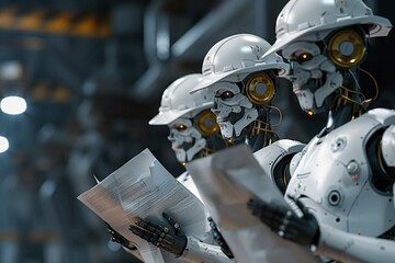 Fototapeta premium Robot workers in a factory