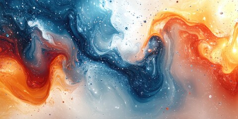 Fototapeta premium Abstract Swirling Paint with Blue and Orange Hues