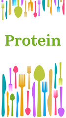 Protein Spoon Fork Knife Colorful Bottom Top Symbols Vertical 