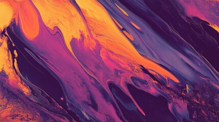 Abstract background with orange and pink paint streaks on a dark purple background.