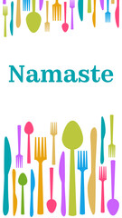 Namaste Spoon Fork Knife Colorful Bottom Top Symbols Vertical 