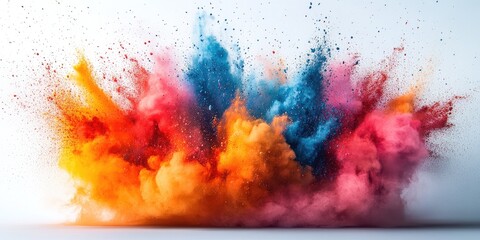 Fototapeta premium Colorful Powder Explosion Against a White Background