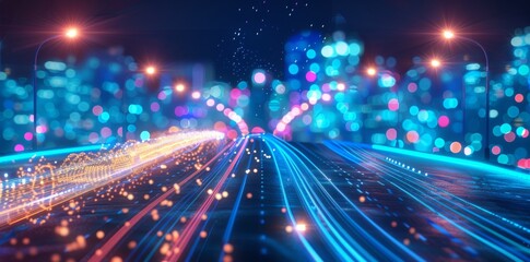 Obraz premium The Metropolis Center featuring 3D Cityscapes and Holographic Blue Grid. Conceptually designed futuristic design features the Metropolis Center with a 3D Cityscape, Holographic Blue Grid and Urban