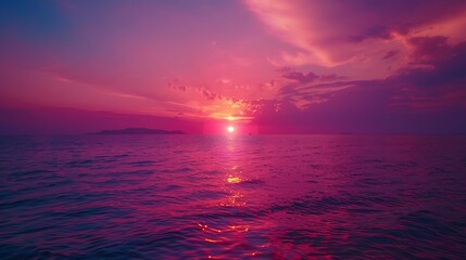 Dusk Sky Sunset over sea after sundown with Pink Red Orange Purple sunlight Twilight horizon sea sky landscape background : Generative AI