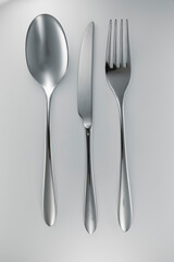 Studio shot of polished silverware in a studio environment.