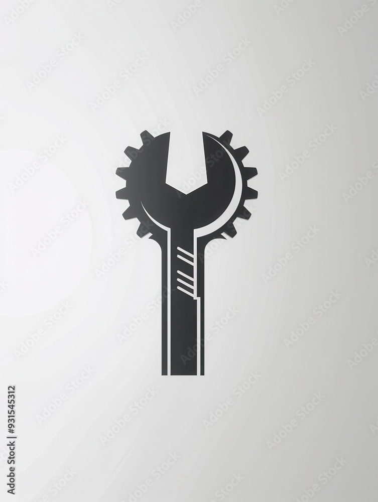 Leinwandbilder a minimalist logo combines a wrench and gear, representing the fields of mechanics and engineering i