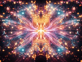 Fototapeta premium Mesmerizing Fractal Fireworks Erupting in Ethereal Kaleidoscopic Explosion